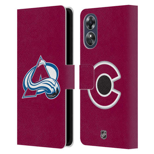 NHL Colorado Avalanche Plain Leather Book Wallet Case Cover For OPPO A17