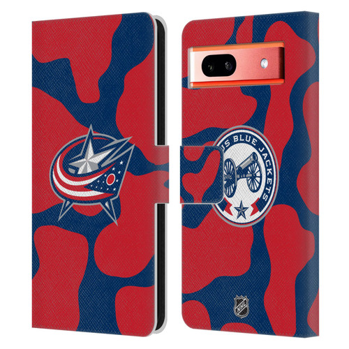 NHL Columbus Blue Jackets Cow Pattern Leather Book Wallet Case Cover For Google Pixel 7a