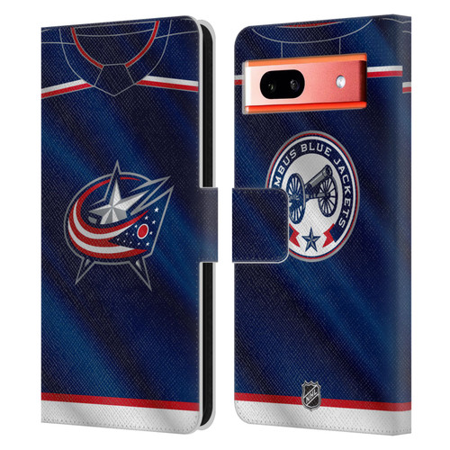 NHL Columbus Blue Jackets Jersey Leather Book Wallet Case Cover For Google Pixel 7a