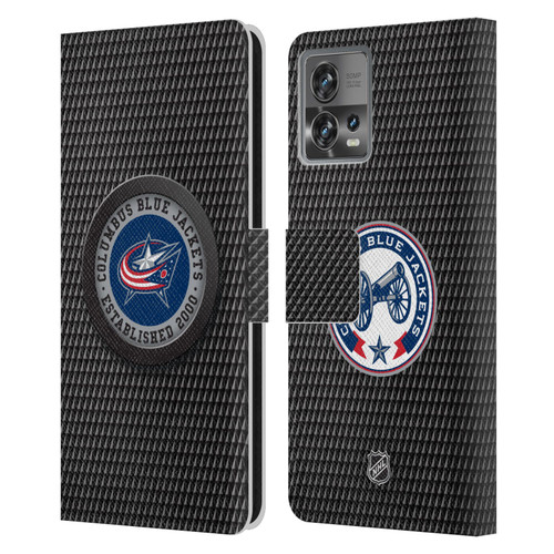 NHL Columbus Blue Jackets Puck Texture Leather Book Wallet Case Cover For Motorola Moto Edge 30 Fusion