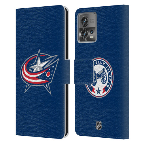 NHL Columbus Blue Jackets Plain Leather Book Wallet Case Cover For Motorola Moto Edge 30 Fusion