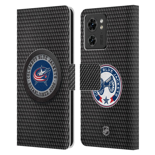 NHL Columbus Blue Jackets Puck Texture Leather Book Wallet Case Cover For Motorola Moto Edge 40
