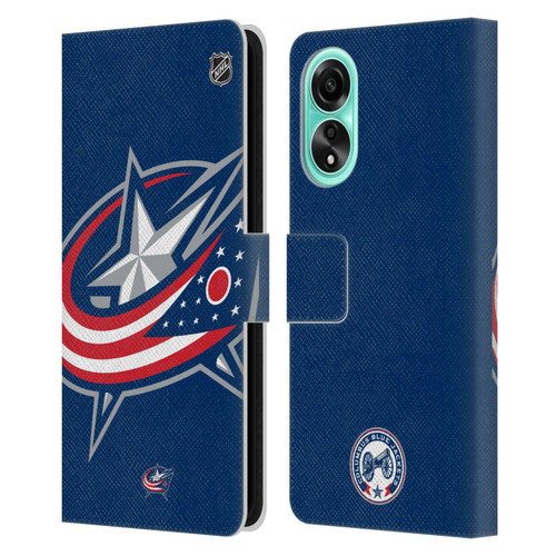 NHL Columbus Blue Jackets Oversized Leather Book Wallet Case Cover For OPPO A78 4G