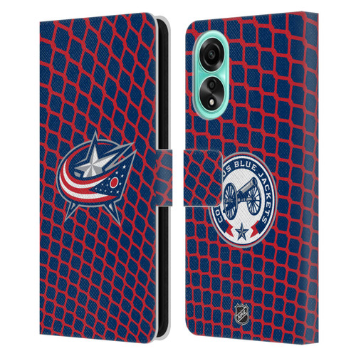 NHL Columbus Blue Jackets Net Pattern Leather Book Wallet Case Cover For OPPO A78 4G