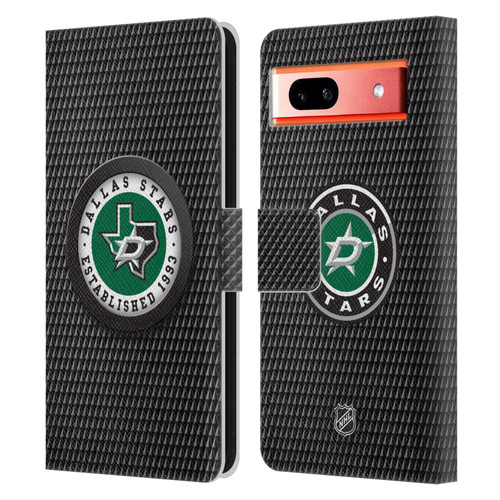 NHL Dallas Stars Puck Texture Leather Book Wallet Case Cover For Google Pixel 7a