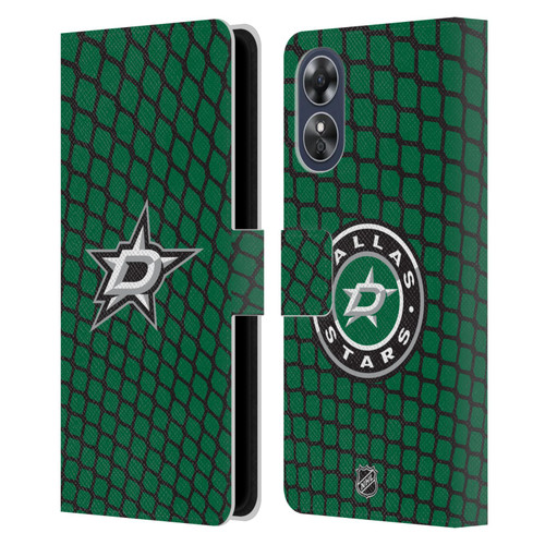 NHL Dallas Stars Net Pattern Leather Book Wallet Case Cover For OPPO A17