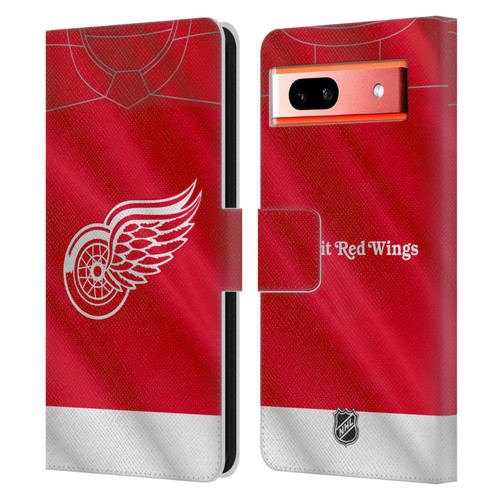 NHL Detroit Red Wings Jersey Leather Book Wallet Case Cover For Google Pixel 7a