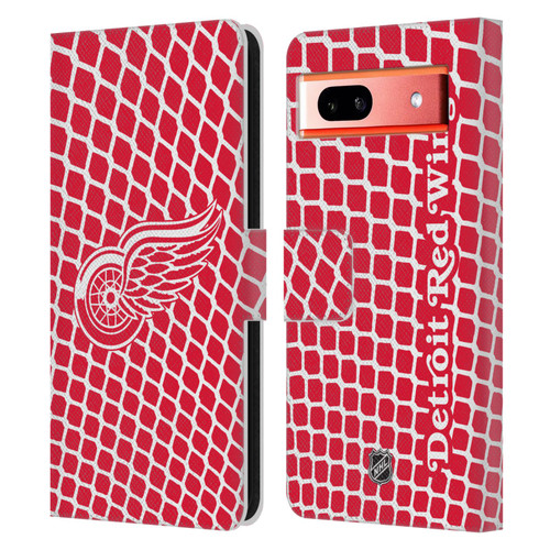 NHL Detroit Red Wings Net Pattern Leather Book Wallet Case Cover For Google Pixel 7a