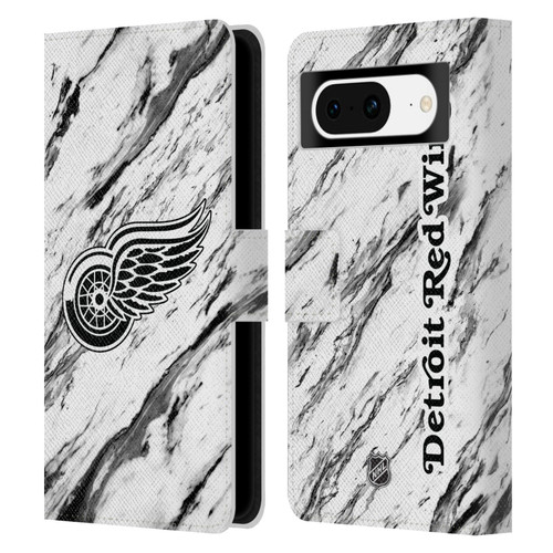 NHL Detroit Red Wings Marble Leather Book Wallet Case Cover For Google Pixel 8