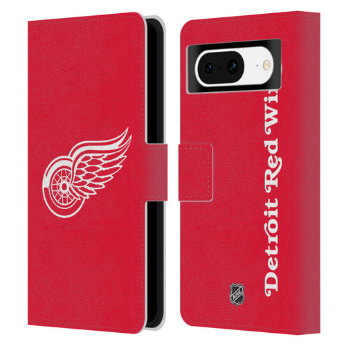 NHL Detroit Red Wings Plain Leather Book Wallet Case Cover For Google Pixel 8