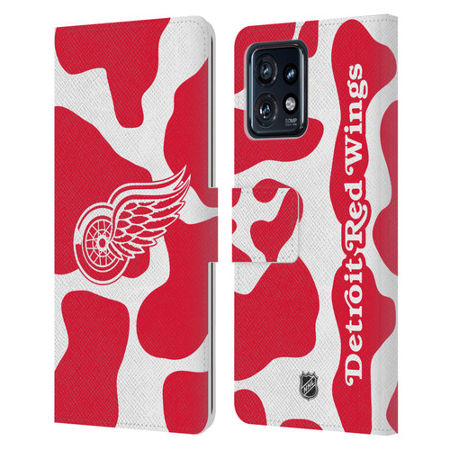 NHL Detroit Red Wings Cow Pattern Leather Book Wallet Case Cover For Motorola Moto Edge 40 Pro/Plus 2023