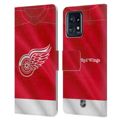 NHL Detroit Red Wings Jersey Leather Book Wallet Case Cover For Motorola Moto Edge 40 Pro/Plus 2023