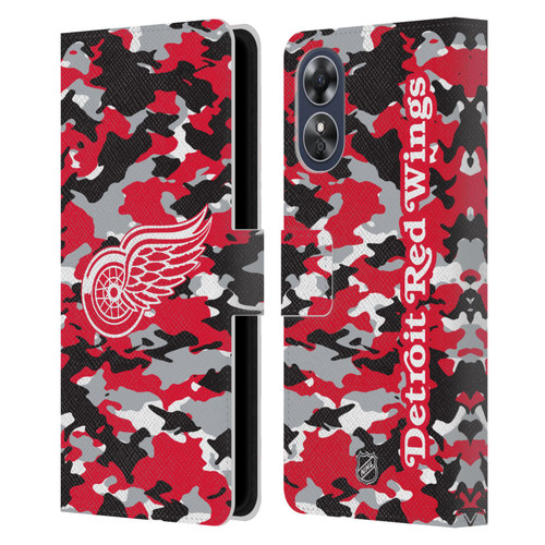 NHL Detroit Red Wings Camouflage Leather Book Wallet Case Cover For OPPO A17