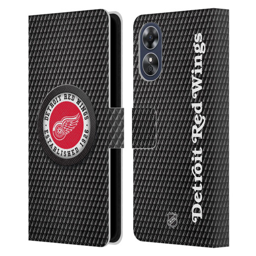 NHL Detroit Red Wings Puck Texture Leather Book Wallet Case Cover For OPPO A17