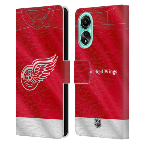 NHL Detroit Red Wings Jersey Leather Book Wallet Case Cover For OPPO A78 4G