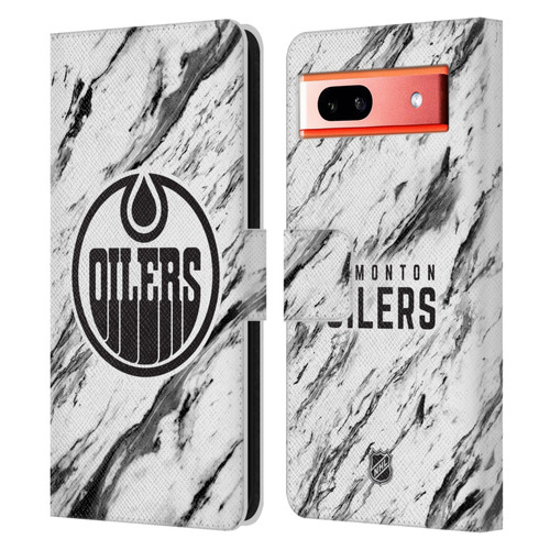 NHL Edmonton Oilers Marble Leather Book Wallet Case Cover For Google Pixel 7a