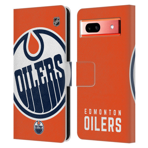 NHL Edmonton Oilers Oversized Leather Book Wallet Case Cover For Google Pixel 7a