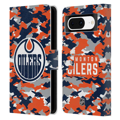 NHL Edmonton Oilers Camouflage Leather Book Wallet Case Cover For Google Pixel 8