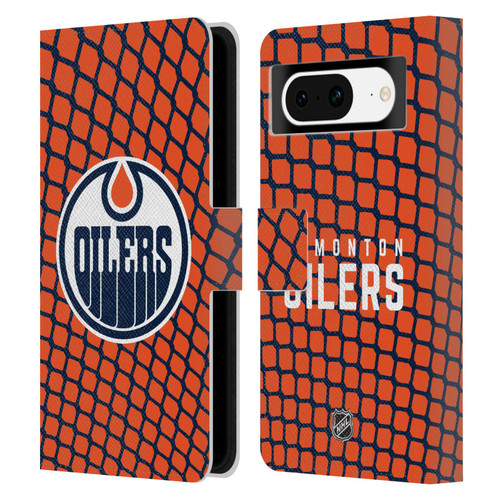 NHL Edmonton Oilers Net Pattern Leather Book Wallet Case Cover For Google Pixel 8