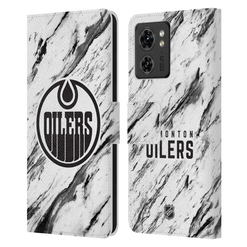 NHL Edmonton Oilers Marble Leather Book Wallet Case Cover For Motorola Moto Edge 40