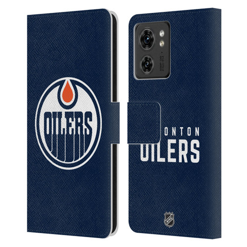 NHL Edmonton Oilers Plain Leather Book Wallet Case Cover For Motorola Moto Edge 40