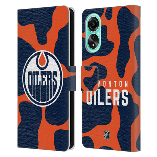 NHL Edmonton Oilers Cow Pattern Leather Book Wallet Case Cover For OPPO A78 4G