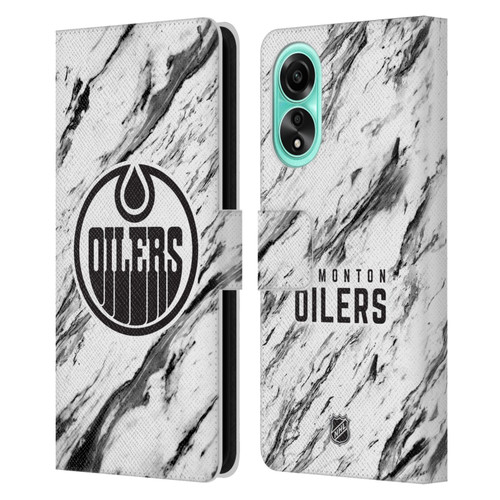 NHL Edmonton Oilers Marble Leather Book Wallet Case Cover For OPPO A78 4G