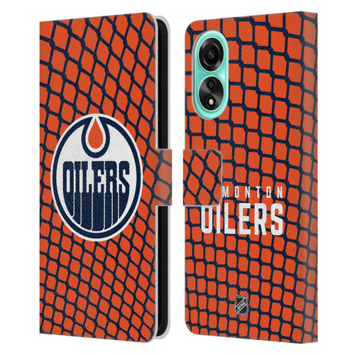 NHL Edmonton Oilers Net Pattern Leather Book Wallet Case Cover For OPPO A78 4G