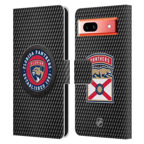 NHL Florida Panthers Puck Texture Leather Book Wallet Case Cover For Google Pixel 7a