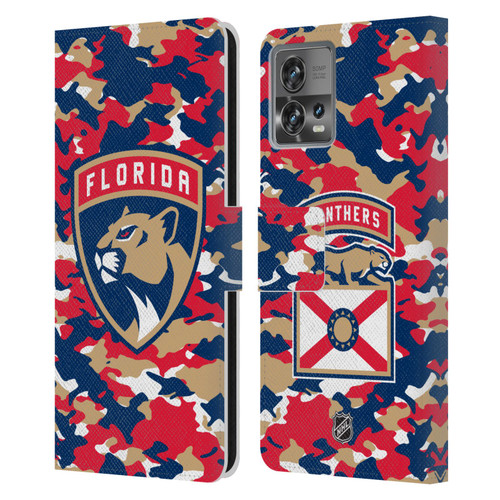 NHL Florida Panthers Camouflage Leather Book Wallet Case Cover For Motorola Moto Edge 30 Fusion