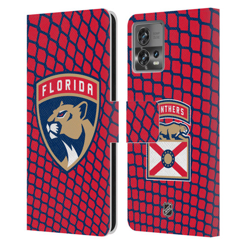 NHL Florida Panthers Net Pattern Leather Book Wallet Case Cover For Motorola Moto Edge 30 Fusion