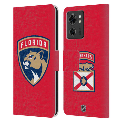 NHL Florida Panthers Plain Leather Book Wallet Case Cover For Motorola Moto Edge 40