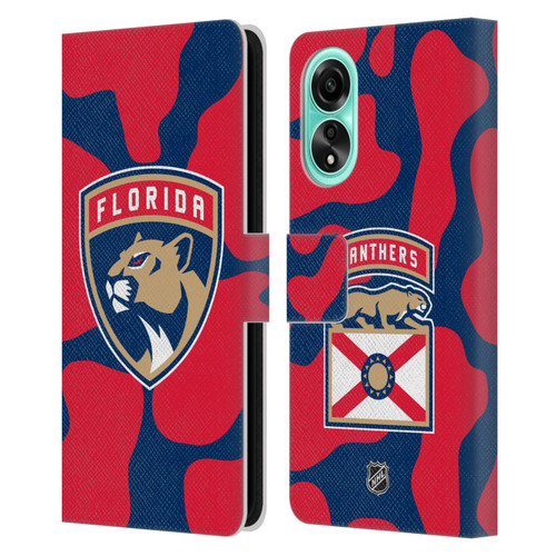 NHL Florida Panthers Cow Pattern Leather Book Wallet Case Cover For OPPO A78 4G