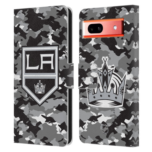 NHL Los Angeles Kings Camouflage Leather Book Wallet Case Cover For Google Pixel 7a