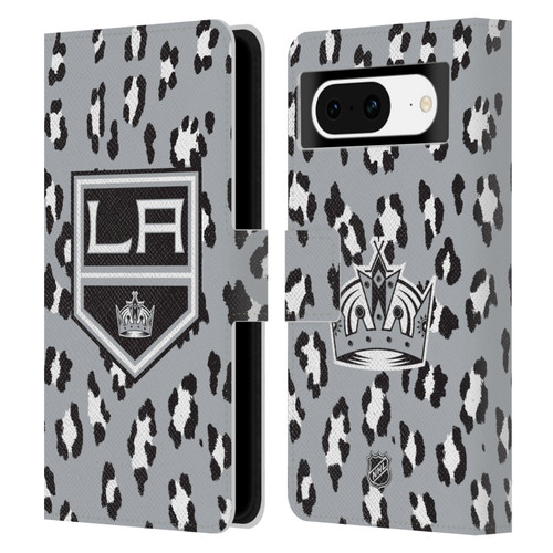 NHL Los Angeles Kings Leopard Patten Leather Book Wallet Case Cover For Google Pixel 8