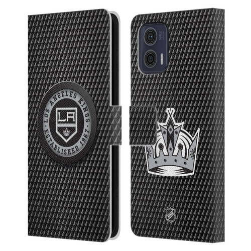 NHL Los Angeles Kings Puck Texture Leather Book Wallet Case Cover For Motorola Moto G73 5G