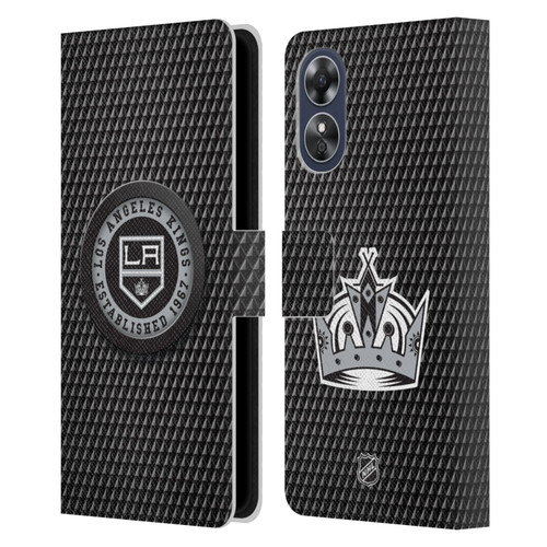 NHL Los Angeles Kings Puck Texture Leather Book Wallet Case Cover For OPPO A17 NHL Los Angeles Kings Puck Texture Leather Book Wallet Case Cover For OPPO A17