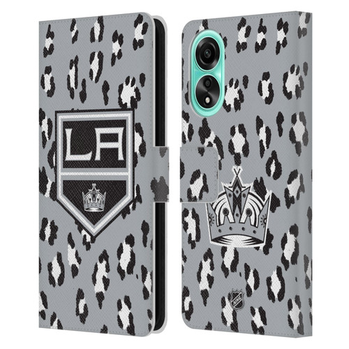 NHL Los Angeles Kings Leopard Patten Leather Book Wallet Case Cover For OPPO A78 4G