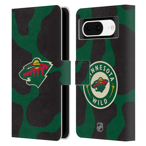 NHL Minnesota Wild Cow Pattern Leather Book Wallet Case Cover For Google Pixel 8