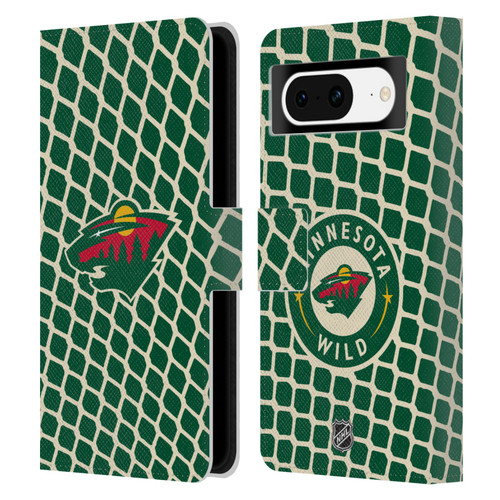 NHL Minnesota Wild Net Pattern Leather Book Wallet Case Cover For Google Pixel 8