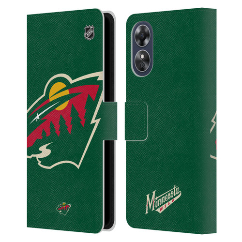 NHL Minnesota Wild Oversized Leather Book Wallet Case Cover For OPPO A17