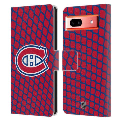 NHL Montreal Canadiens Net Pattern Leather Book Wallet Case Cover For Google Pixel 7a