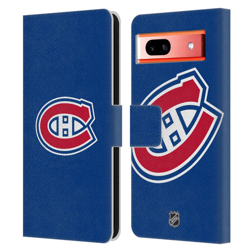 NHL Montreal Canadiens Plain Leather Book Wallet Case Cover For Google Pixel 7a