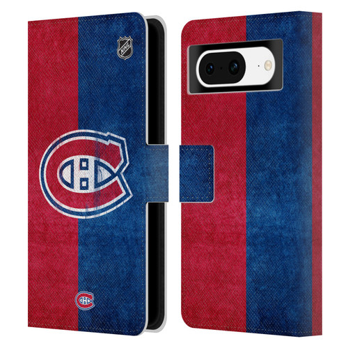 NHL Montreal Canadiens Half Distressed Leather Book Wallet Case Cover For Google Pixel 8