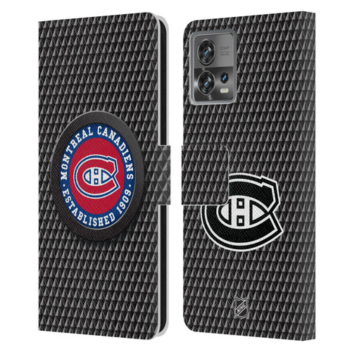 NHL Montreal Canadiens Puck Texture Leather Book Wallet Case Cover For Motorola Moto Edge 30 Fusion