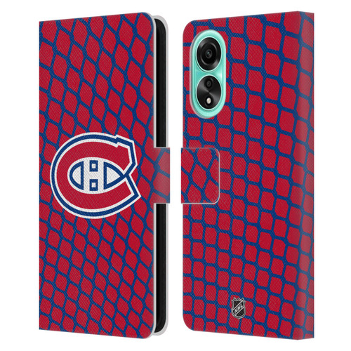 NHL Montreal Canadiens Net Pattern Leather Book Wallet Case Cover For OPPO A78 4G