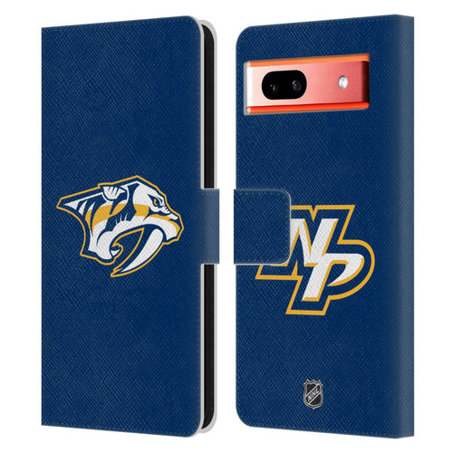 NHL Nashville Predators Plain Leather Book Wallet Case Cover For Google Pixel 7a