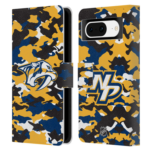 NHL Nashville Predators Camouflage Leather Book Wallet Case Cover For Google Pixel 8