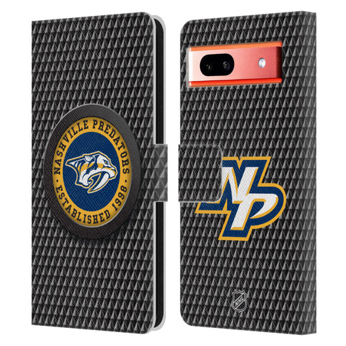 NHL Nashville Predators Puck Texture Leather Book Wallet Case Cover For Google Pixel 7a