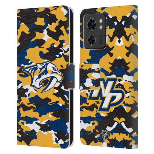 NHL Nashville Predators Camouflage Leather Book Wallet Case Cover For Motorola Moto Edge 40